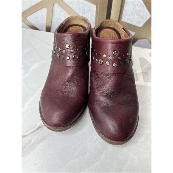 Sofft Gila Clogs Mules Women 9 Eu 40.5 Red Leather Studded Heels Slip Shoes On - Picture 4 of 11